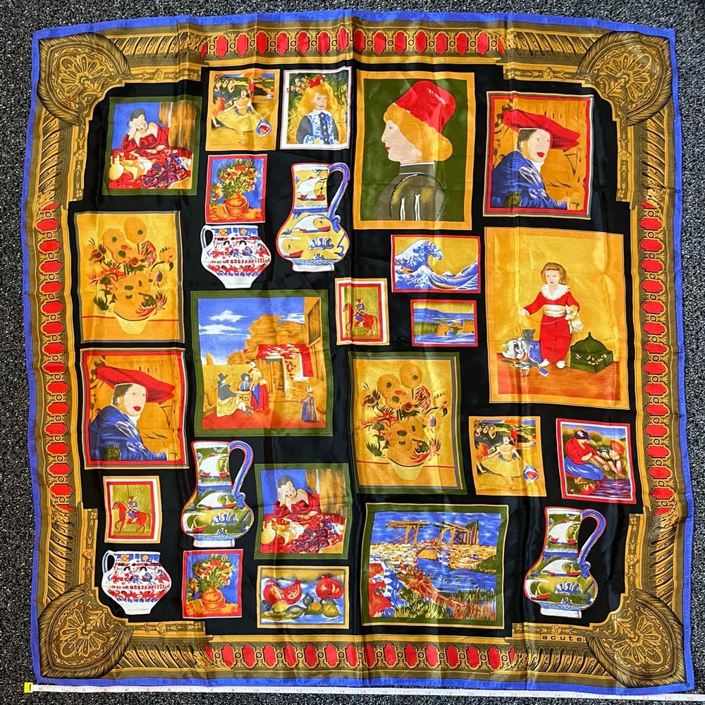 VTG ACUTE Silk Square Scarf Paintings known artists Abstract square